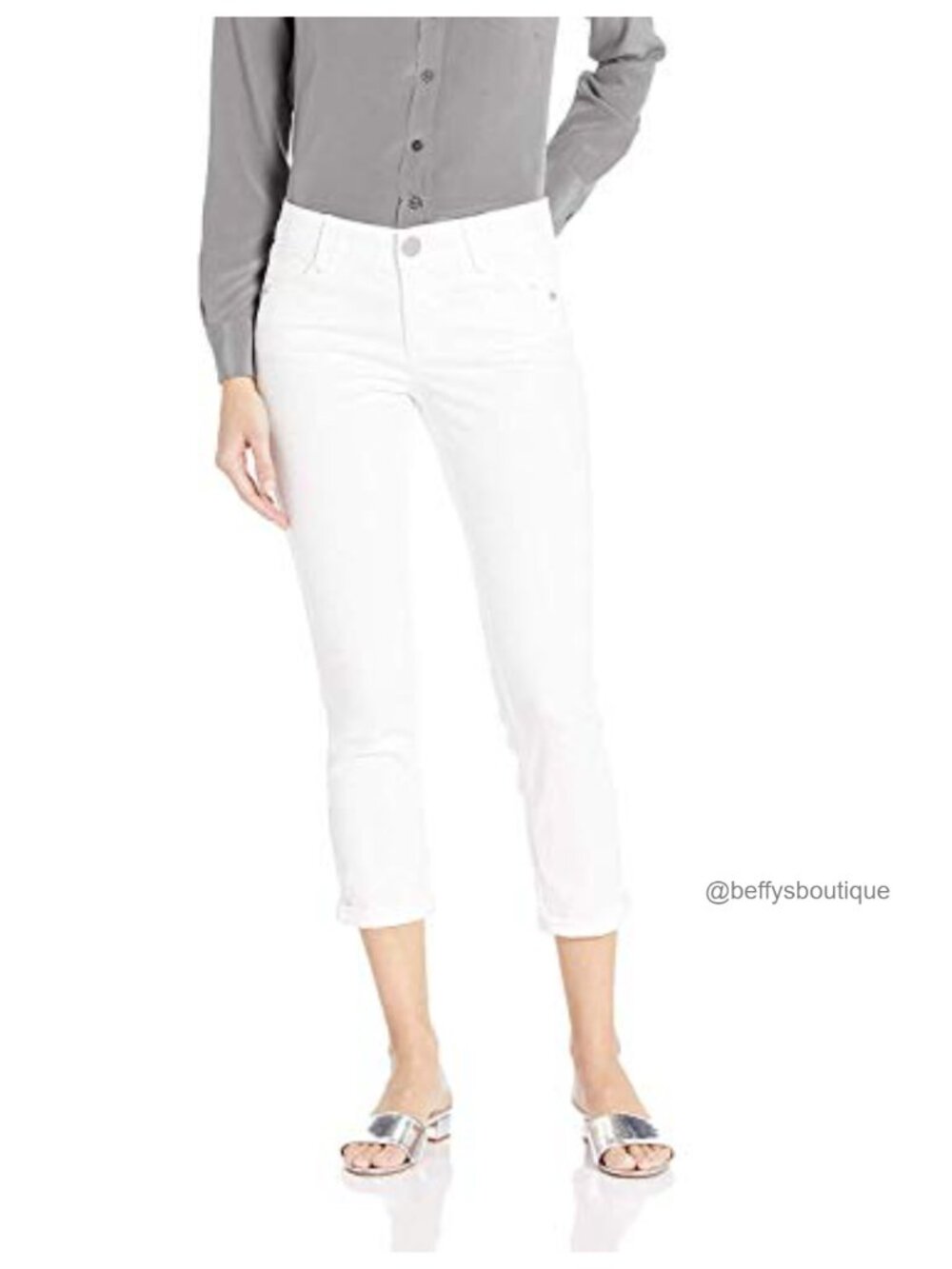 Democracy Ab Solution Crop Skinny Jeans Mid Rise Stretch Denim Frayed Hem